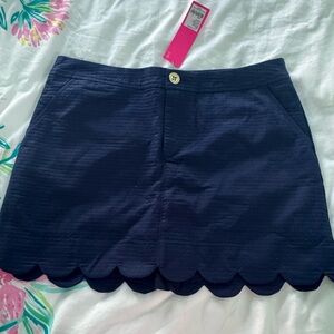 Lilly Pulitzer Navy Scalloped Hem Skort